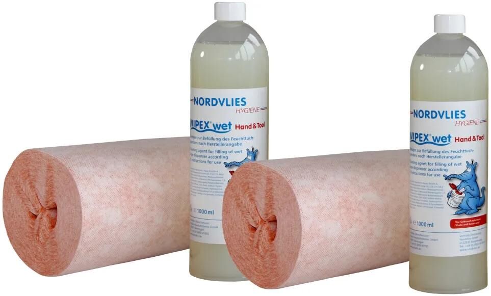 Outil à main humide avec chiffon de nettoyage Nordvlies. pack de recharge main+outil 4 à 120 chiffons