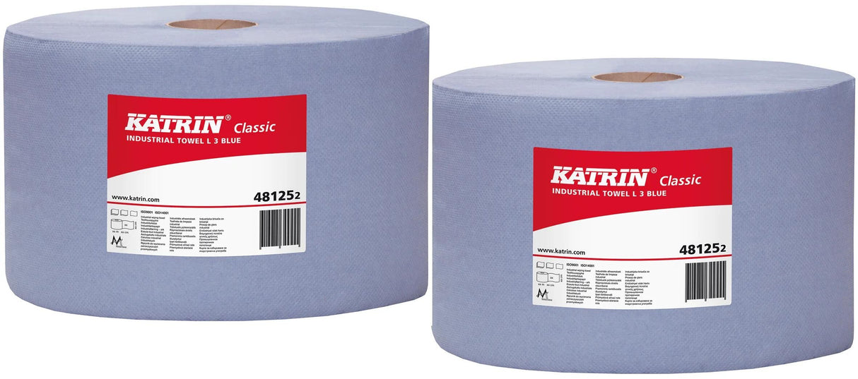 Katrin putz papier classique l3 rouleau de nettoyage bleu 3 épaisseurs 500 feuilles ve 2rl