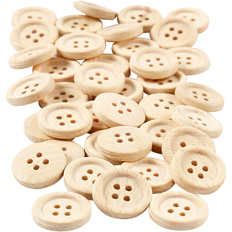 Boutons en bois Creativ company, d 18 mm, 4 trous, 40 pièces 1 boîte