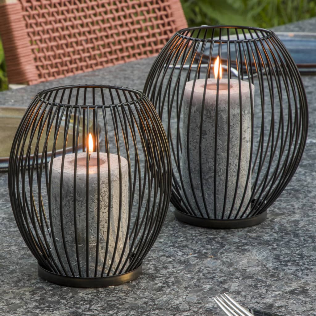 Hi hi 2-piece candle stand set black