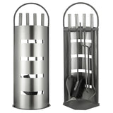 Hi Hi 5-part fireplace set set 23x14.5x66 cm silver colored