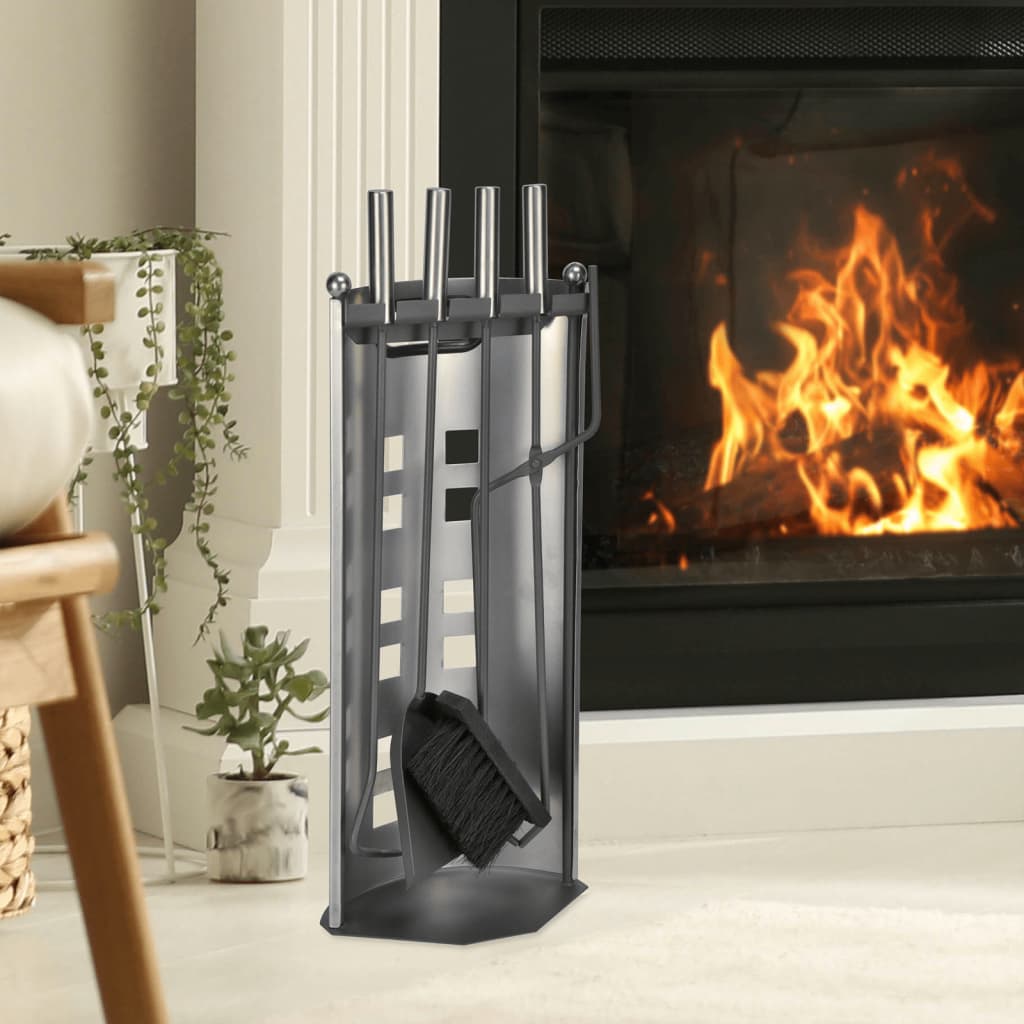 Hi Hi 5-part fireplace set set 23x15x52 cm silver colored