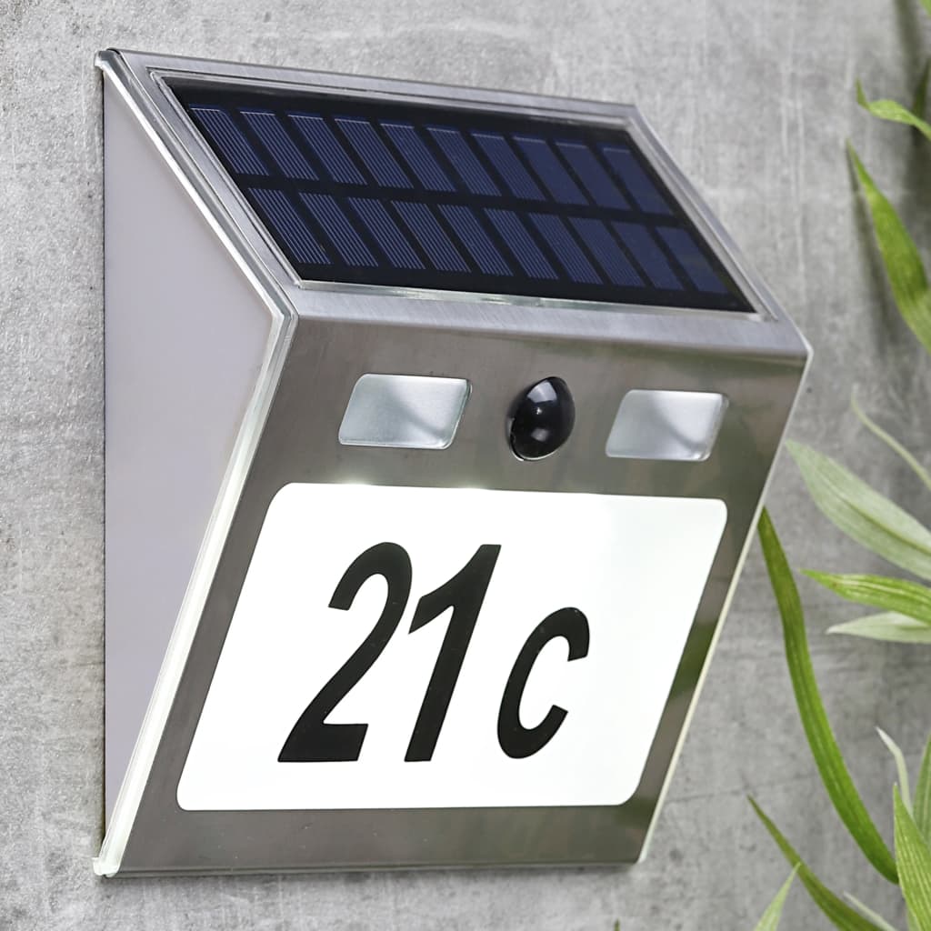 Salut house nummer lampe solaire LED argent coloré