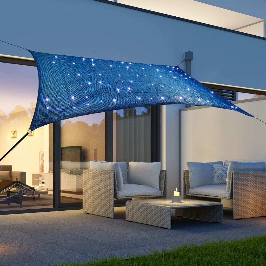 Salut zonnezéil avec 100 LEDS 2x3 m bleu clair