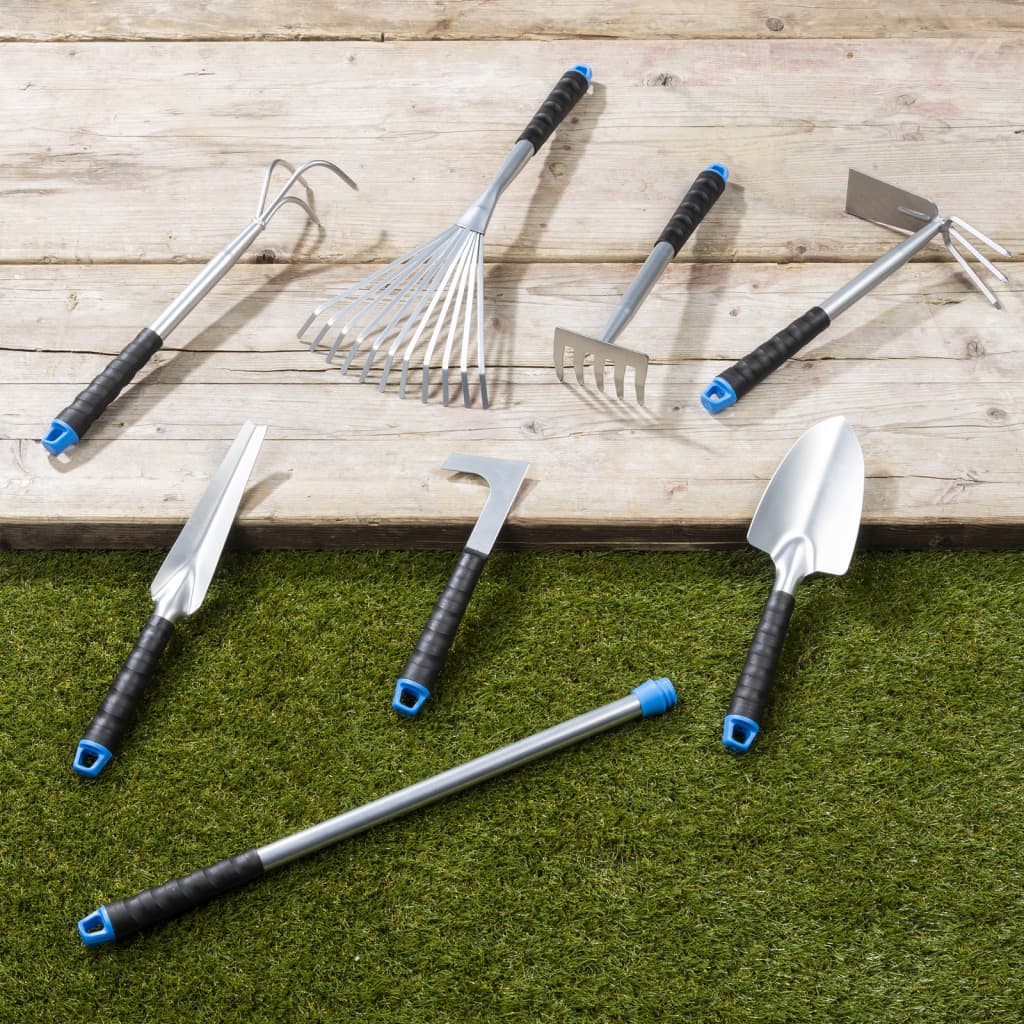 Hi Set à outils de jardin en 8 pièces en métal couleur