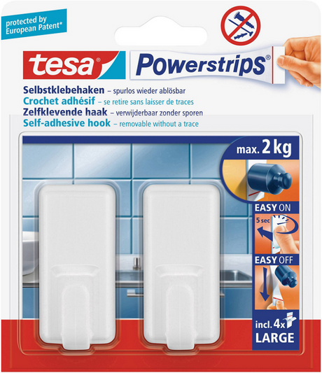 Crochet mural tesa 58010-00044 multiprises blanc paquet de 2
