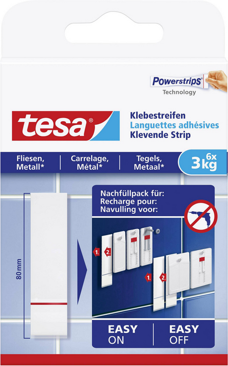 Tesa 1051190 - dalles powerstrips® métal 3kg | 5 pièces