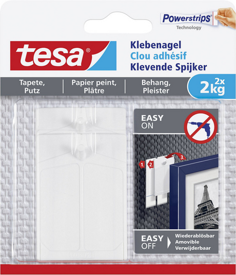 Clous Tesa pour surfaces sensibles - faciles à appliquer et à enlever - force d'adhérence 2 x 2 kg