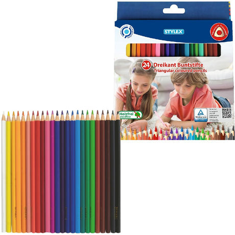 Crayons de couleur triangulaires Stylex 24 couleurs