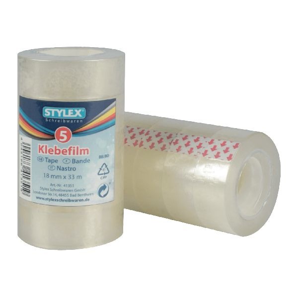 Ruban adhésif Stylex 18mmx3m 5 pièces