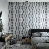 Tapeta North Wall North Wall Lines Graphic Lines Diamonds Grey and Black