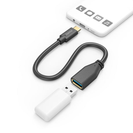 Hama Câble adaptateur USB OTG fiche USB-C - connexion USB-A 15 cm noir