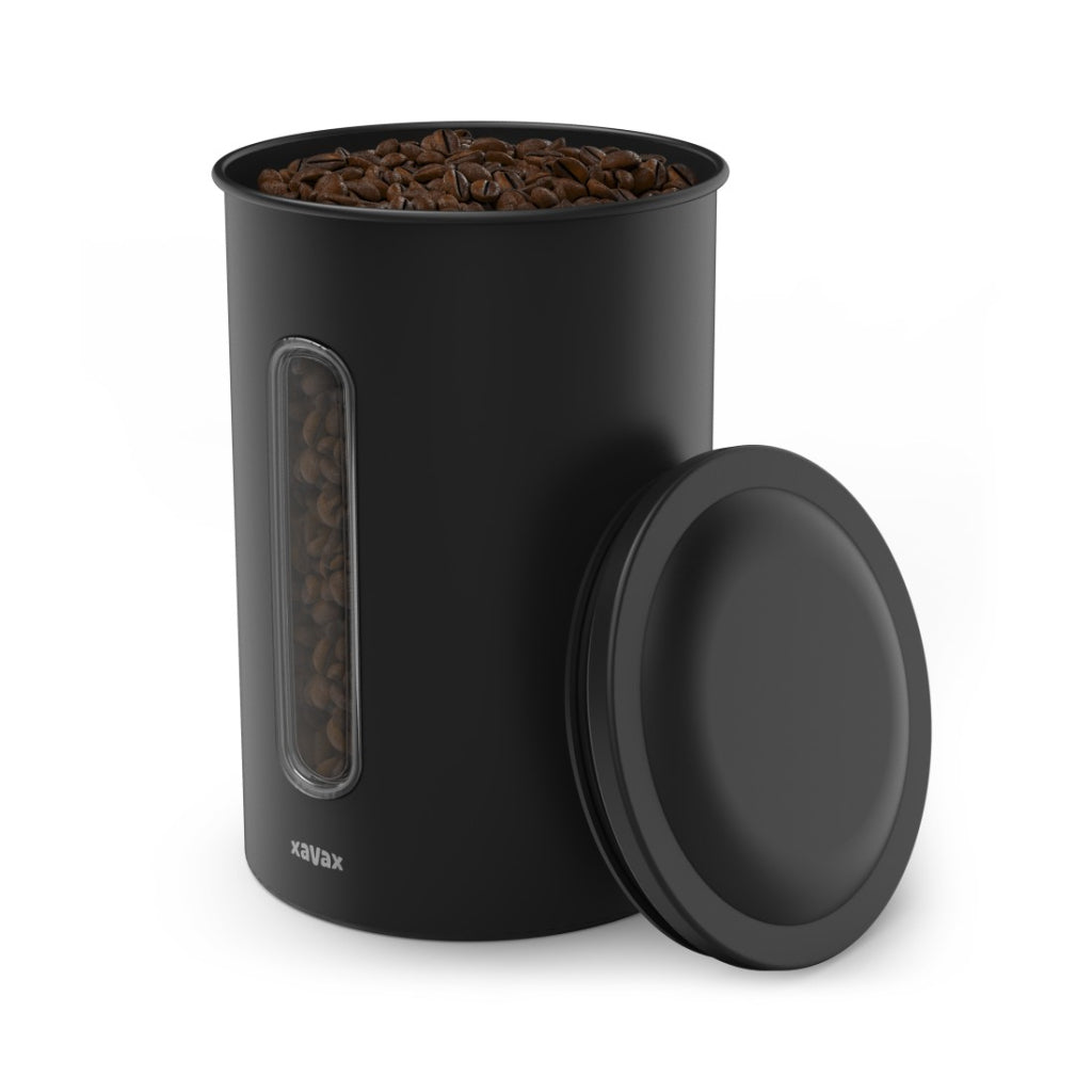 Boîte à café Xavax pour 1,3 kg en grains ou 1,5 kg de poudre, hermétique, aromatight, noir