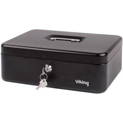 Geldkist viking zwart staal 30 x 21,7 x 10 cm 5 vakken