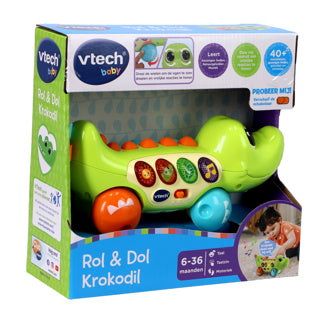 Vtech baby animal friends crocodile - jouets éducatifs pour bébé - rouleau d'activité avec effets lumineux et sonores - cadeau - à partir de 6 mois