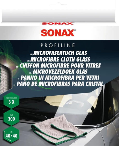 Sonax chiffon en microfibre chiffon de nettoyage en microfibre de verre 3pcs.