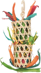 Jouets nature oiseaux Trixie sur cordon sisal feuilles de palmier feuilles de maïs