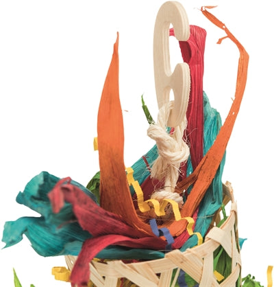 Jouets nature oiseaux Trixie sur cordon sisal feuilles de palmier feuilles de maïs