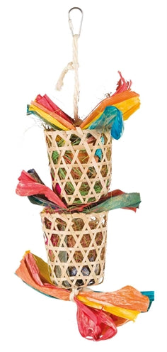 Jouets nature oiseaux Trixie sur cordon sisal feuilles de palmier feuilles de maïs