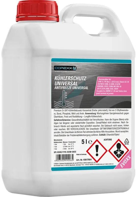 Corexx produit de protection radiateur uni evoxx antigel 5 l universel evoxx