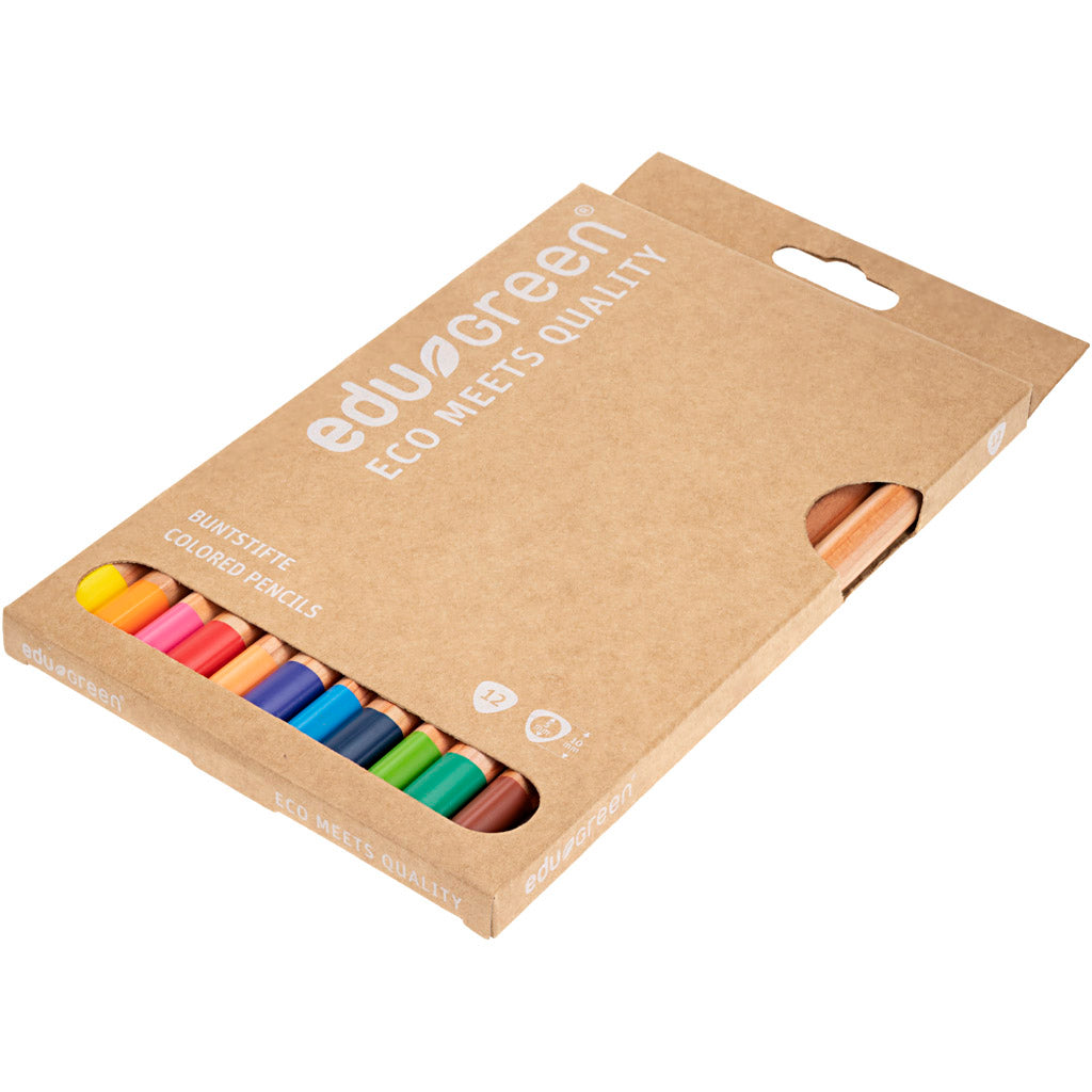 Crayons de couleur Edu3 edugreen jumbo, épaisseur 10 mm, recharge 5 mm, différentes couleurs, 12 pièces 1 boîte