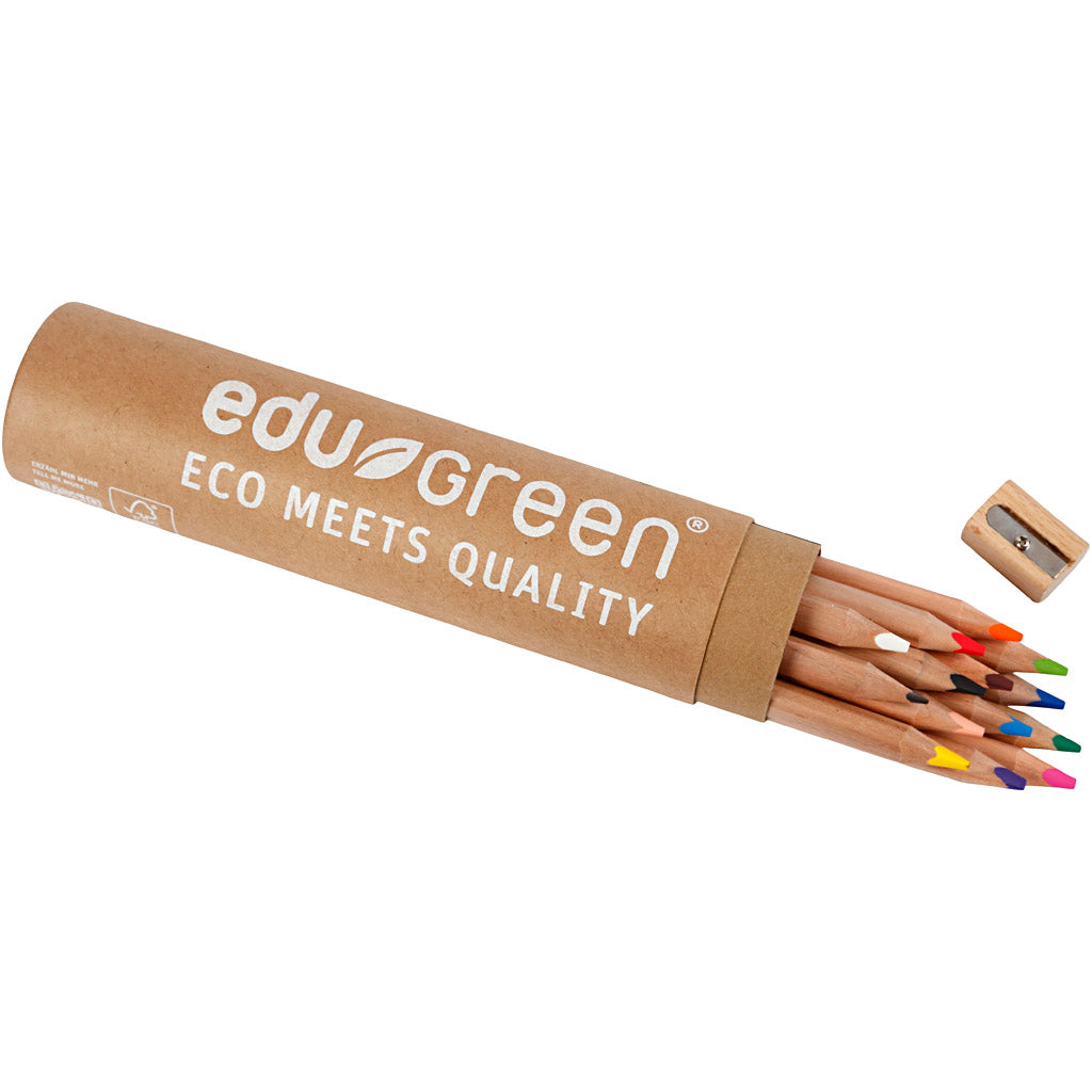 Crayons de couleur Edu3 edugreen jumbo, recharge 5 mm, différentes couleurs, 12 pièces 1 boîte