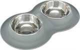 Trixie Food Bowl Bin Double Silicone en acier inoxydable gris