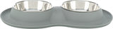 Trixie Food Bowl Bin Double Silicone en acier inoxydable gris