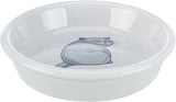 Trixie food bowl water bowl angry cat gray