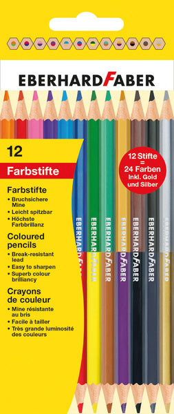 Eberhard faber ef-514811 crayon de couleur trousse à crayons de couleur 2 faces 12 pièces 24 couleurs