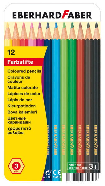 Eberhard faber ef-514813 crayons de couleur classique étui en métal de 12 pièces