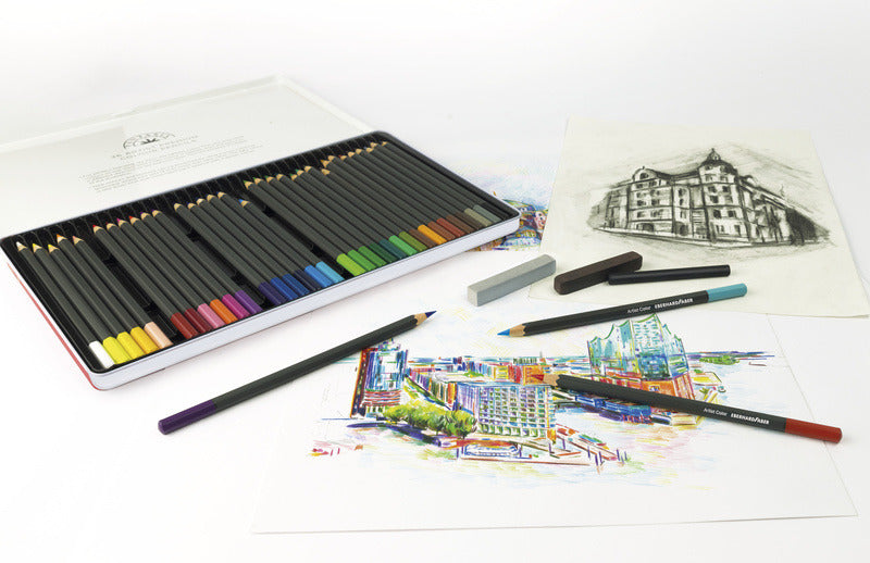 Eberhard faber ef-516012 étui en carton pour crayons aquarelle de 12 pièces avec pinceau