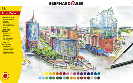 Crayon aquarelle Eberhard faber - couleur artiste - 36 pièces - étui en métal - ef-516036