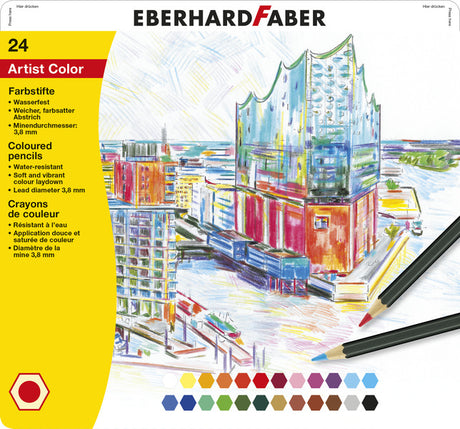 Eberhard faber ef-516124 crayons de couleur étui en métal de 24 pièces