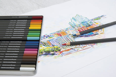 Eberhard faber ef-516124 crayons de couleur étui en métal de 24 pièces