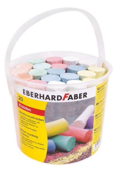 Seau à craie de trottoir Eberhard faber ef-526512 avec 20 crayons