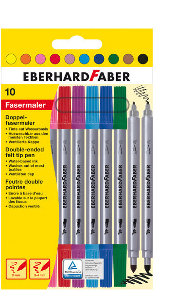 Eberhard faber ef-550010 duo de feutres 0,8+1-3mm étui assorti de 10 pièces