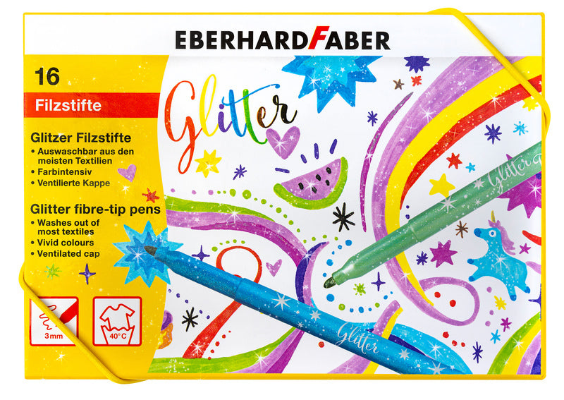 Eberhard Faer EF-551016 Fillt-Tipp Ponse Glitterbox 16 Faarwen