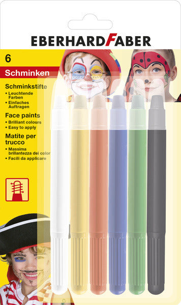 Eberhard Faber EF-579107 Ensemble de stylos rotatifs pour maquillage, 6 couleurs sur carte blister