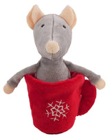 Souris en bois de rose dans une tasse à thé en peluche