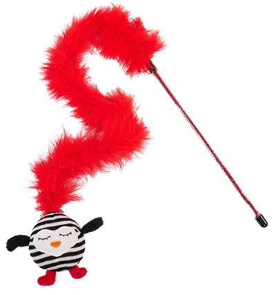 Canne à chat en palissandre pingouin rayé avec plume