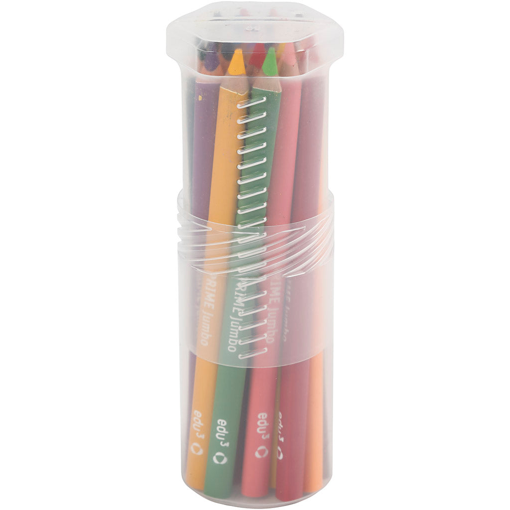 Crayon de couleur Edu3 edu jumbo, épaisseur 10 mm, mine 6,25 mm, différentes couleurs, 18 pièces 1 boîte