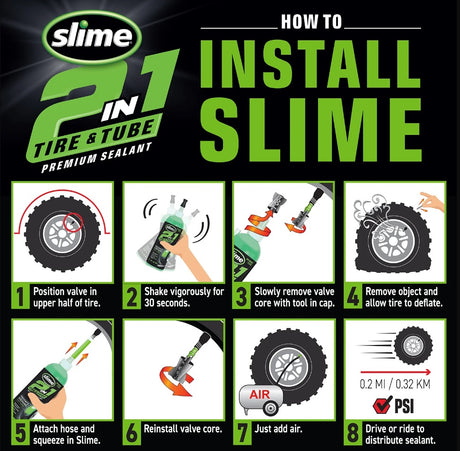 Slime 2-en-1 pneus chambres à air agent anti-crevaison 473 ml