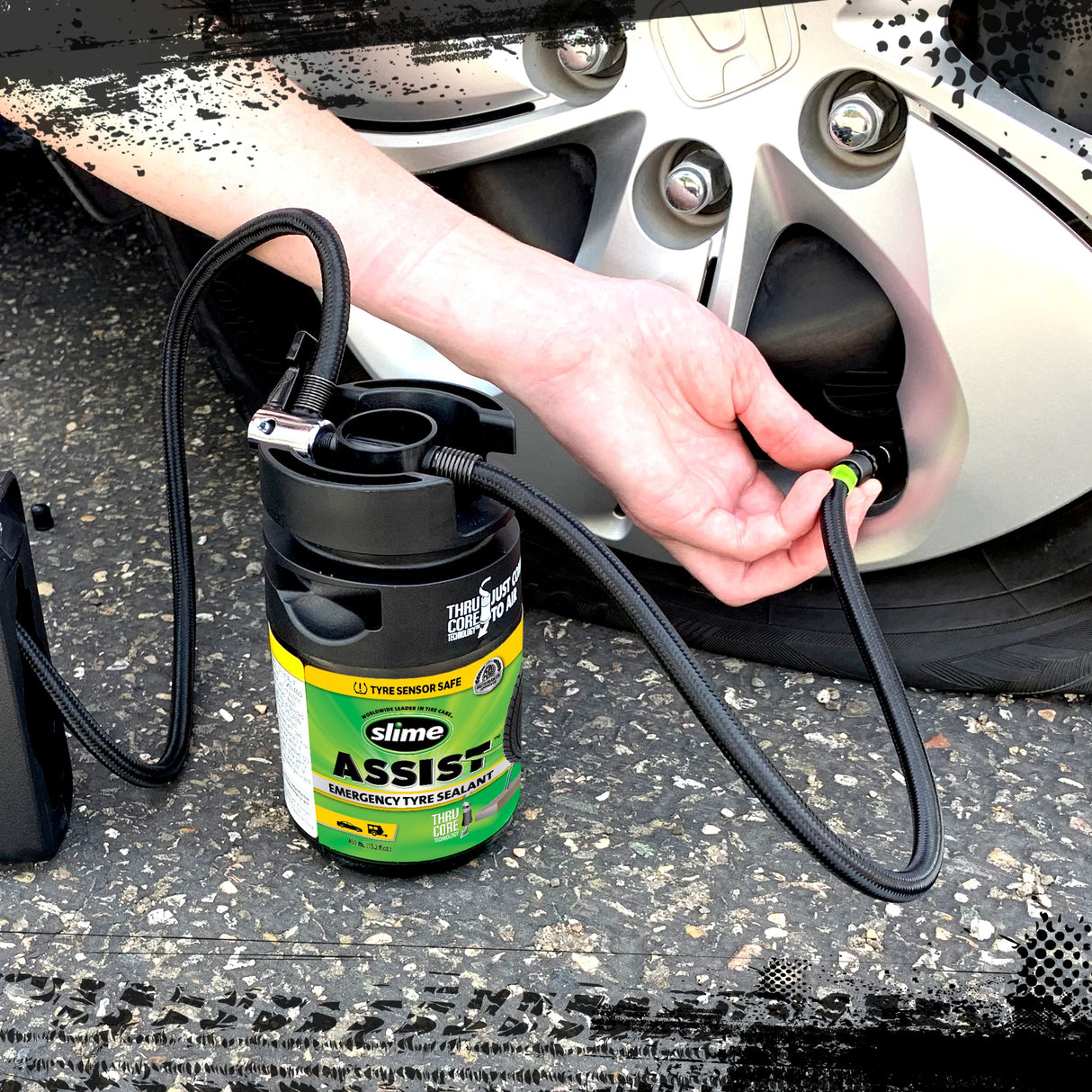 Liquide d'étanchéité d'urgence pour pneus Slime Assist, recharge de 450 ml, kit Smart Repair Plus
