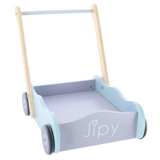Chariot à blocs en bois Jipy avec blocs violet bleu