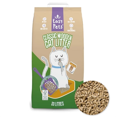 Litière pour chat à granulés de bois classiques biodégradables Easypets