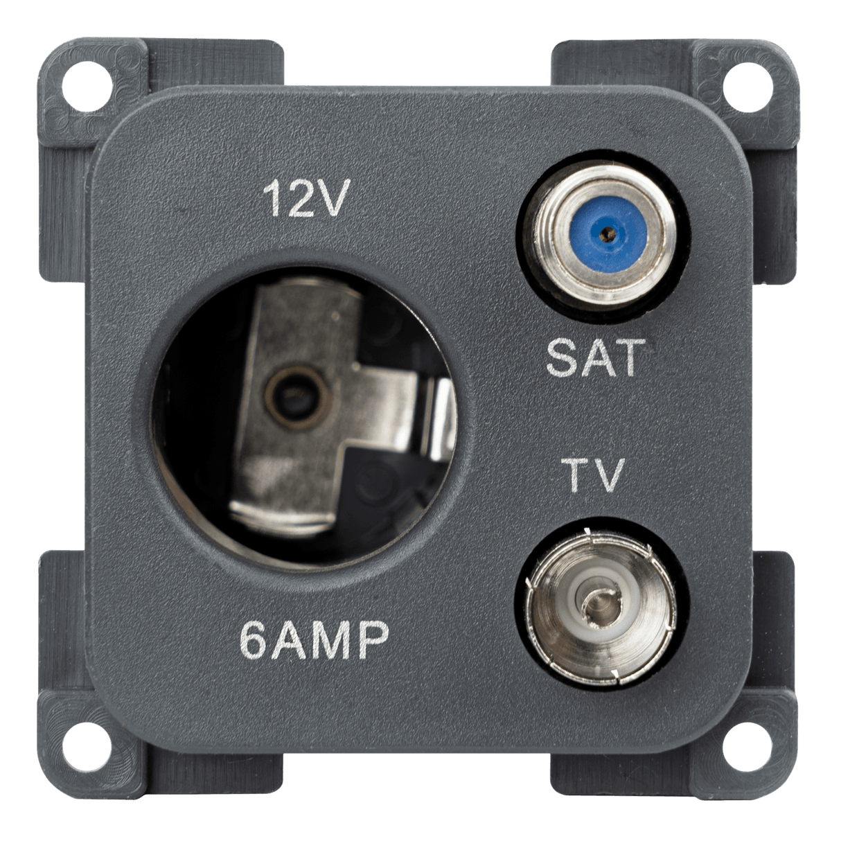 C-line 12 volt contactdoos met antenne en satelliet aansluiting antraciet - verpakt