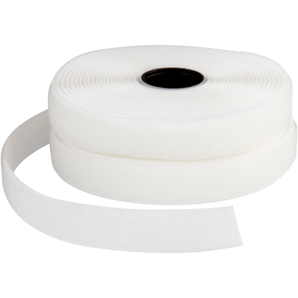 Creativ company Fermeture Velcro à boucles et crochets, L: 20 mm, blanc, 5 m 1 rouleau