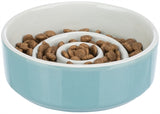 Trixie Food Bowl Slowfeding en céramique bleu gris