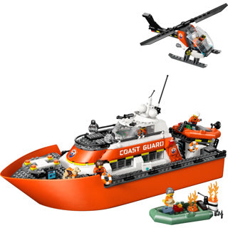 Lego city exploration 60504 bateau de sauvetage de la garde côtière avec hélicoptère
